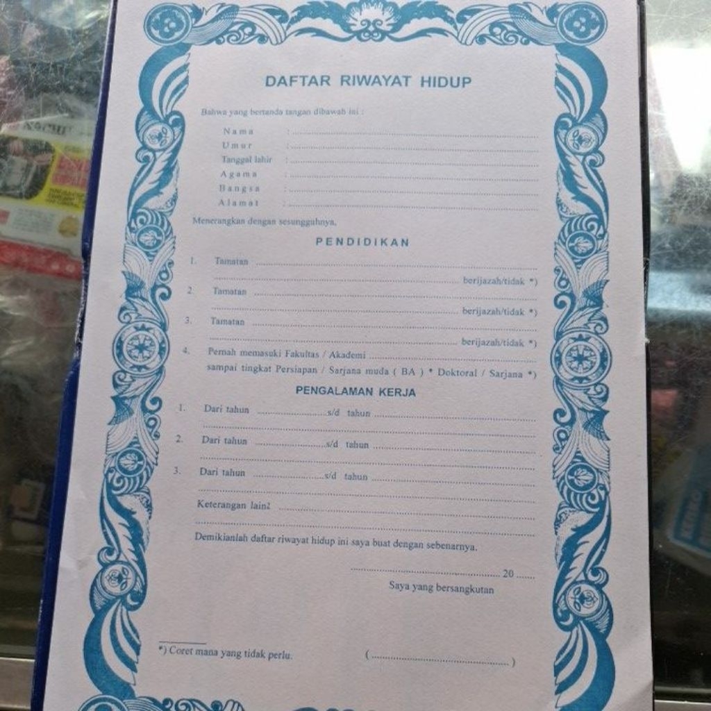 

(per lembar) daftar riwayat hidup