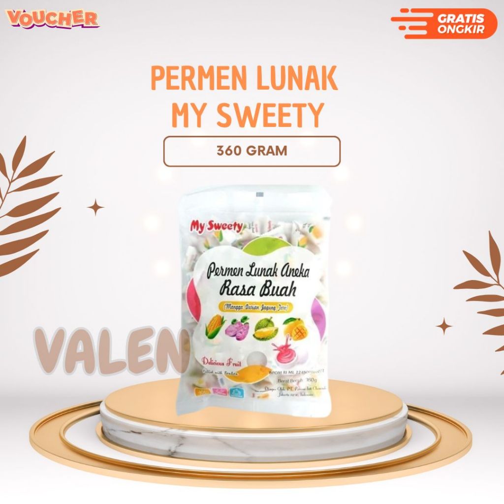 

Permen Lunak Aneka Rasa My Sweety 360gr (Isi 100pcs) / Permen Lunak Aneka Rasa Buah / Halal