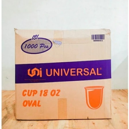 1 DUS GROSIRAN Gelas Plastik Merk Universal 16 Oz Oval 1 Dus Isi 20 Slop = 1.000 Cup Universal 16 Oz