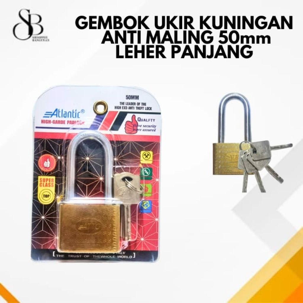 Gembok Anti Maling/Gembok Baja Kuningan 50mm panjang