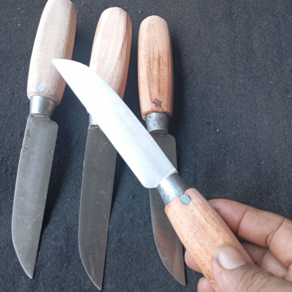 pisau dapur baja asli handel kayu keling paku tajam dan kuat