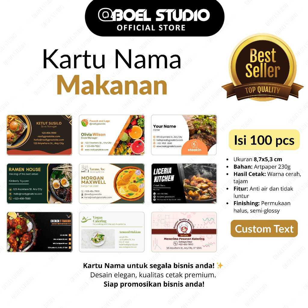 

CETAK KARTU NAMA TEMA MAKANAN / SEAFOOD / KULINER / UMKM