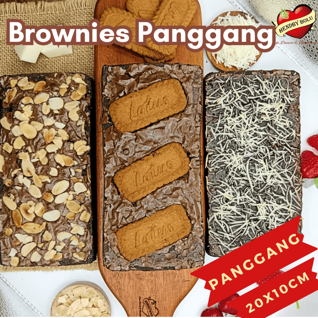 

Brownies Panggang Coklat / Brownis Crust Kacang Almond Keju / Ukuran 20x10cm JunDW