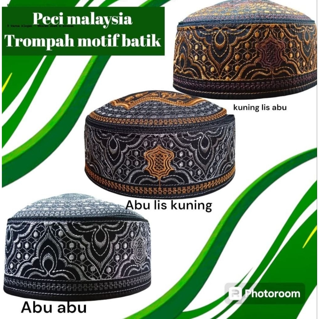 Peci Malaysia terompah motif batik songkok santri kopiah motif terompah batik