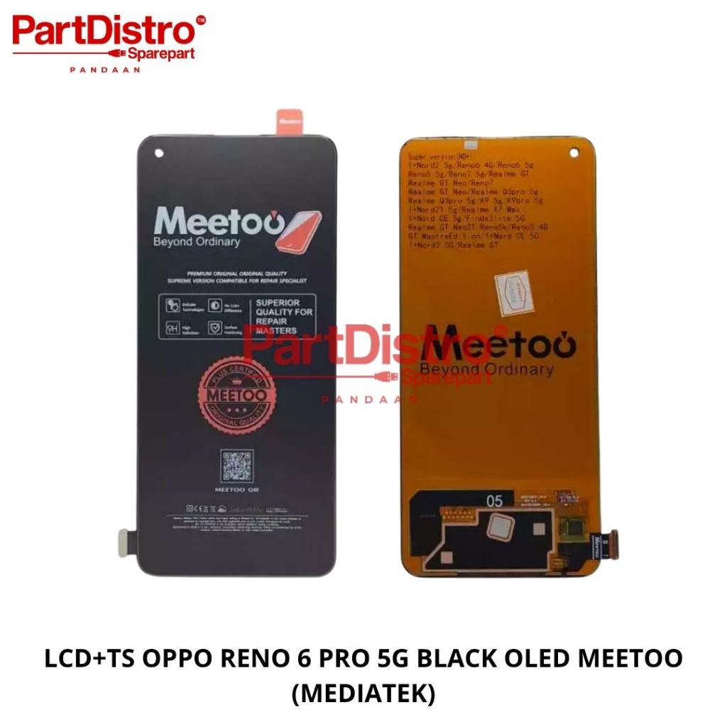 LCD+TS Untuk OPPO RENO 6 PRO 5G BLACK OLED MEETOO ( ON FINGERPRINT )
