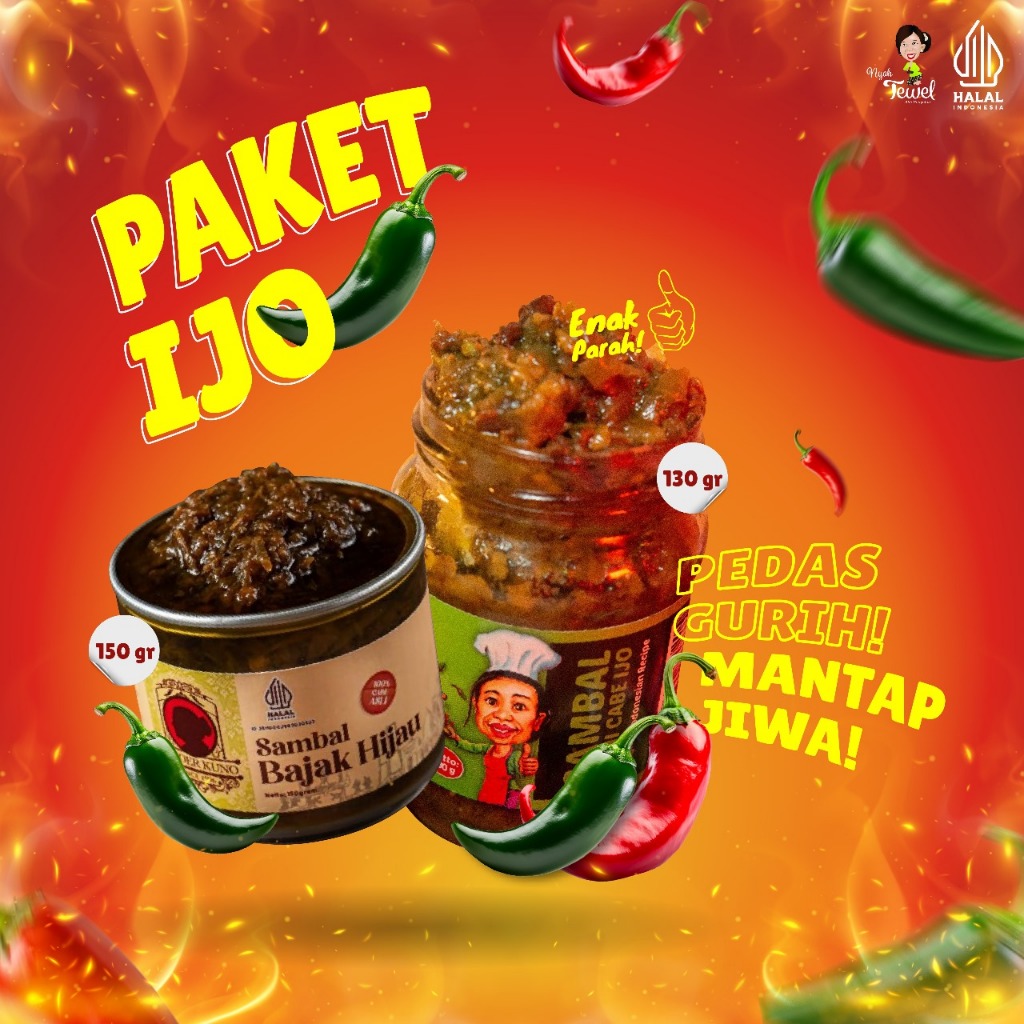 

Nyah Tewel - Paket Ijo Sambal Bajak Hijau Dapoer Kuno, Sambal Cumi Cabe Ijo Nyah Tewel