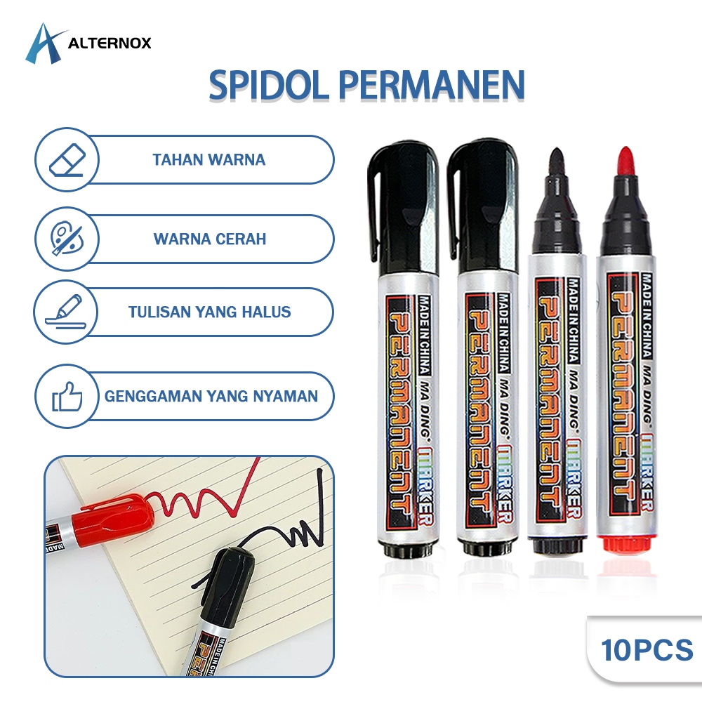 

【BUNDLING 10pcs】ALTERNOX Spidol Permanen Tahan Air Tidak Luntur untuk Lukisan & Grafiti M-8001 - Anti Bocor & Cepat Kering