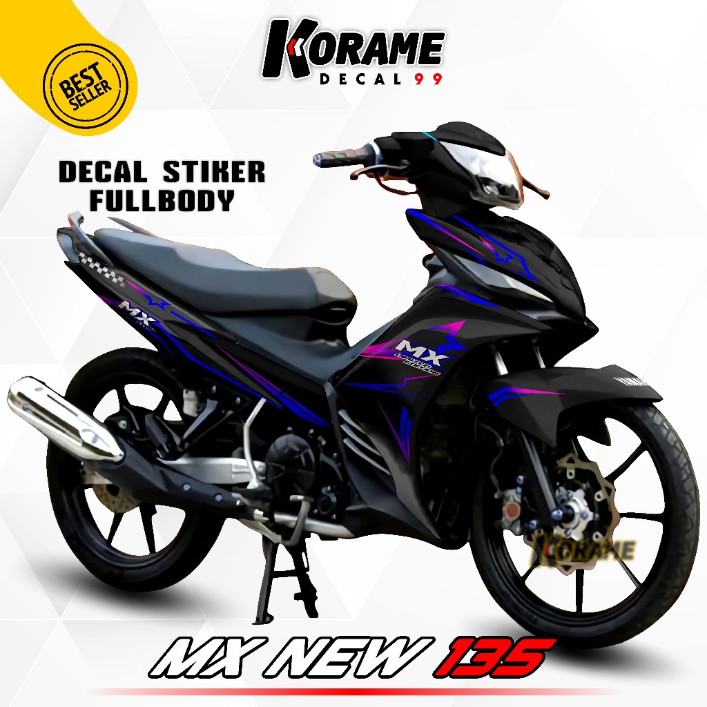 Decal Stiker MX NEW 135 Motif Racing Star Variasi Hitam Series