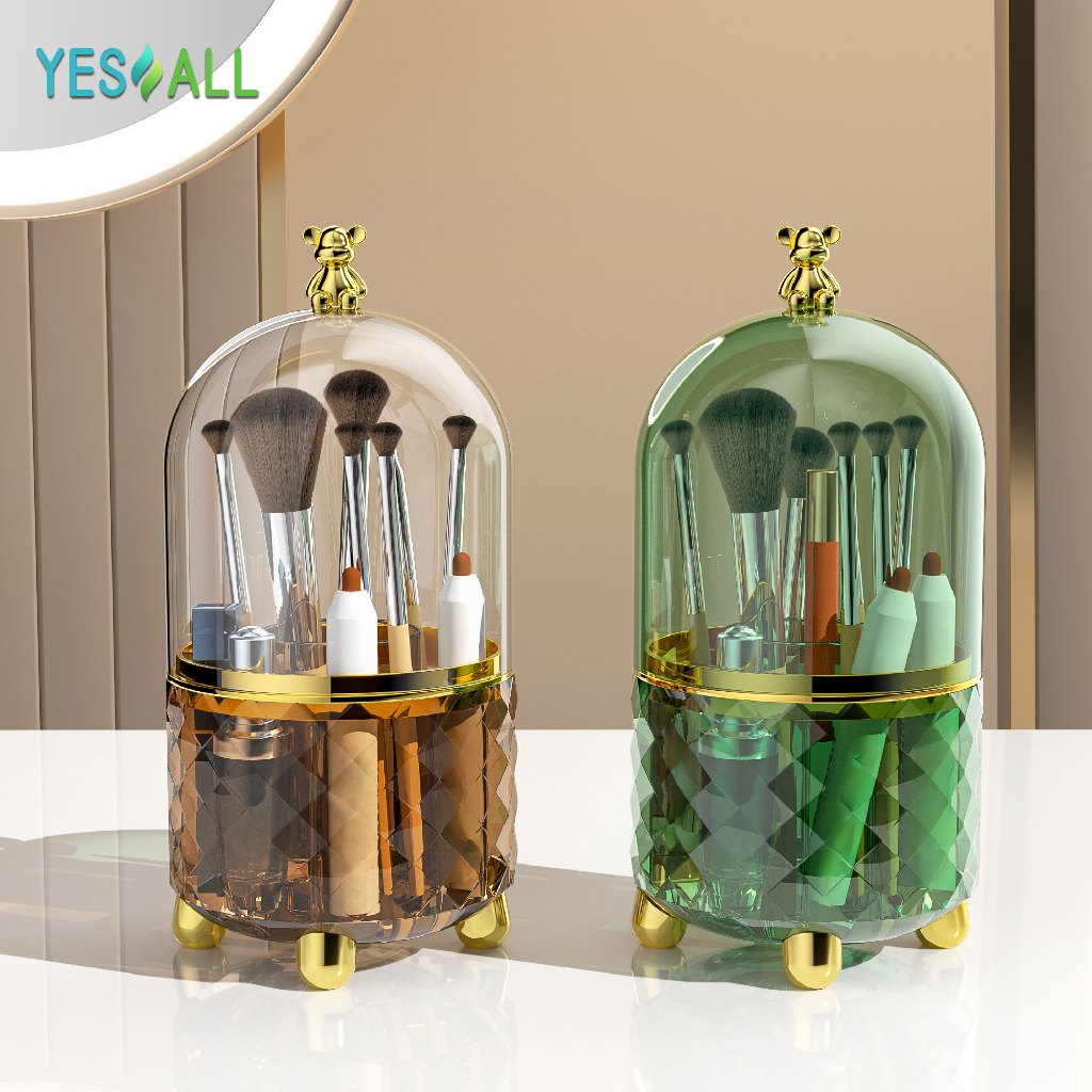NEW - YESALL RAK MAKEUP KOSMETIK CRYSTAL TRANSPARAN AESTHETIC RAK KOSMETIK PUTAR 360 DERAJAT