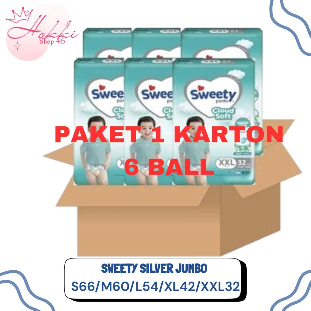 PROMO 1 KARTON 6 BALL SWEETY Silver Pants (S66/M60/L54/XL42/XXL32)