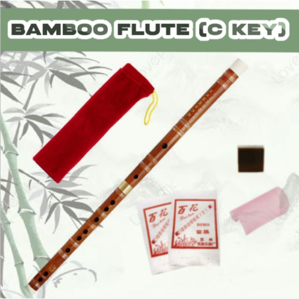 Dizi | Seruling bambu Cina Kunci C | Membran | Lem Dimo