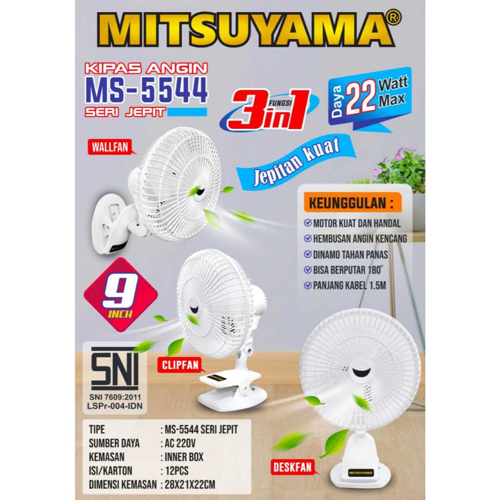 MITSUYAMA KIPAS MEJA / DESC FAN JEPIT  MS5544 3IN1/ MS5544 9,5INCH/ MS5544 9INCH/ MS5544 Series 3/ M