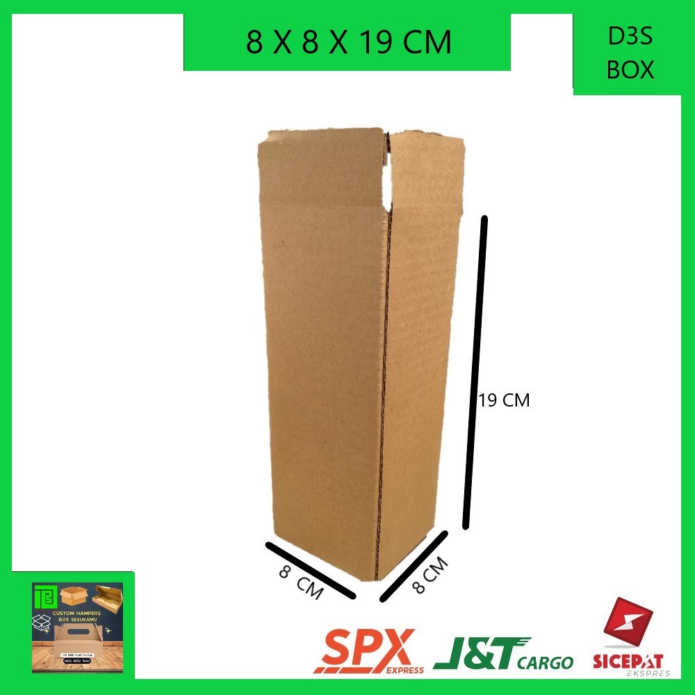 

Kardus Packing Kemasan bahan Singgle wall Ukuran 8x8x19
