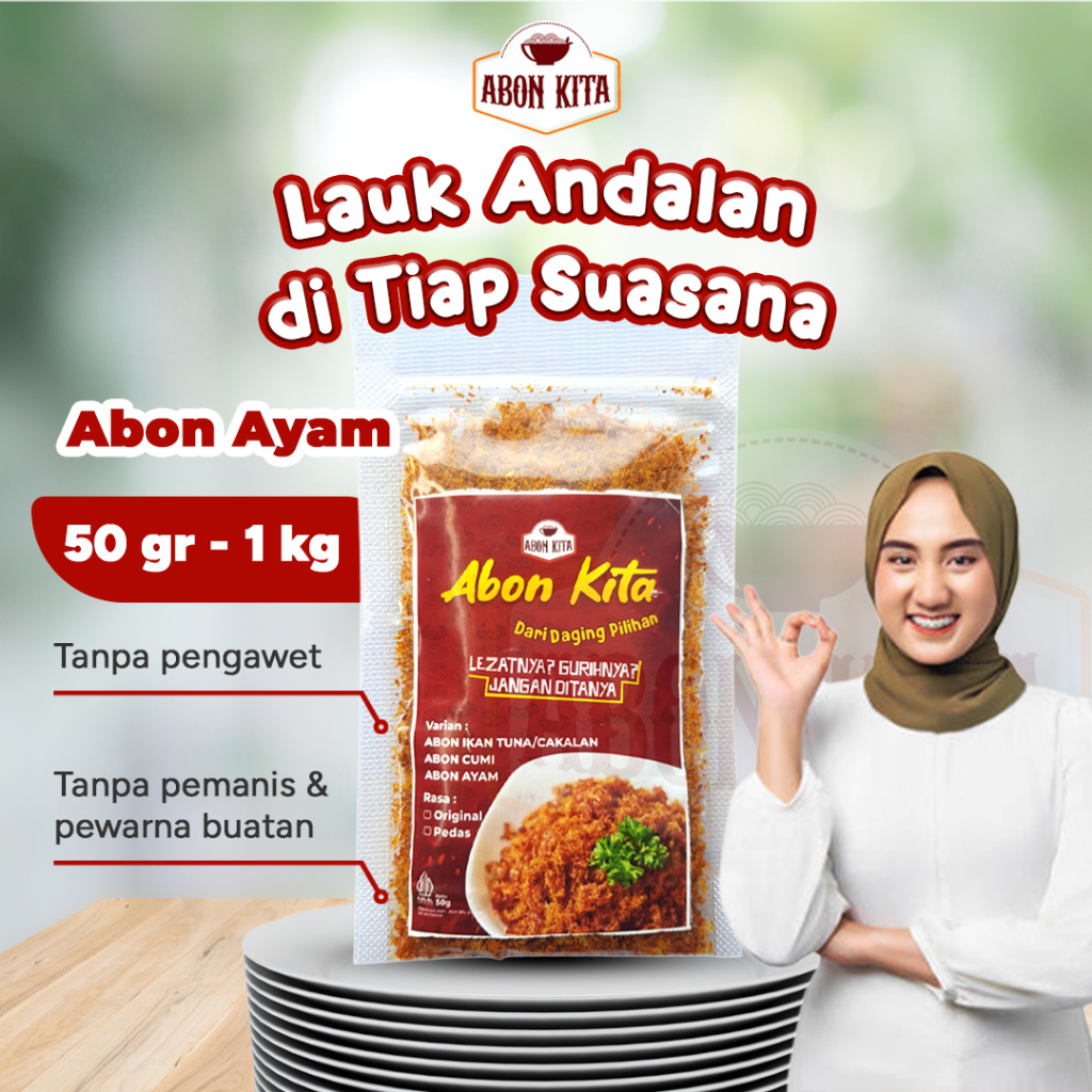 

Abon Ayam Halal Abon Daging Ayam Penyantap Nasi Praktis Kemasan 50gr - 1kg by Dapur Kita