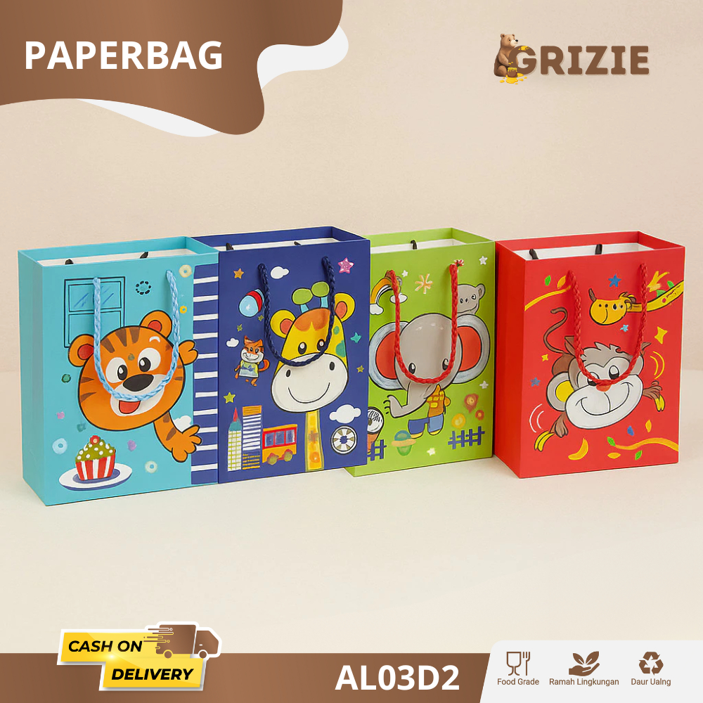 Paper Bag Kado / Paper Bag Souvenir / Goodiebag Ultah Anak / Paper Bag Ultah I AL01D2 - AL03D2