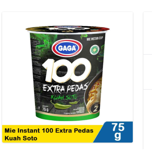 

gaga mie instant 100 extra pedas 75g