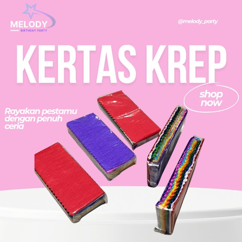 

Kertas Krep Warna Warni / Kertas Kref potong 10 lembar / Kertas Kref Hiasan Untuk Dekorasi