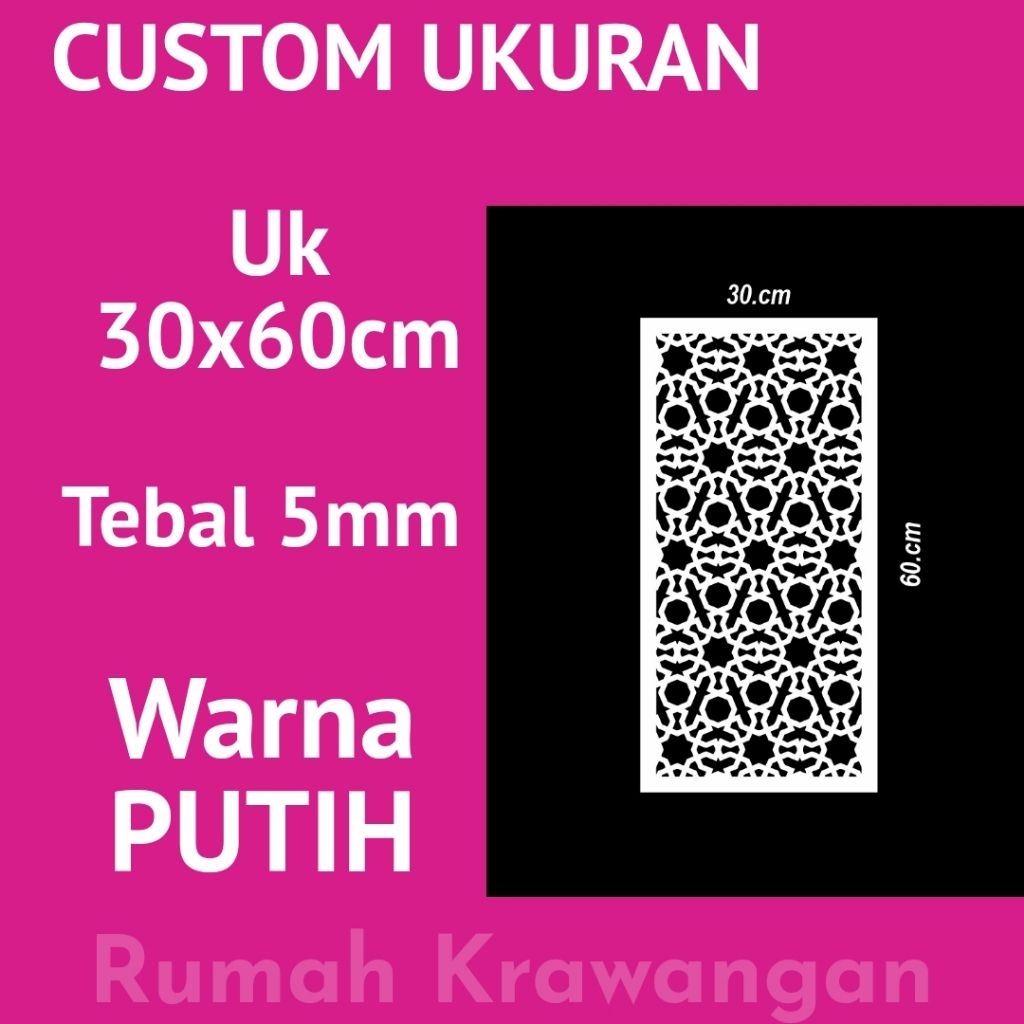 custom krawangan pvc board/foam board uk 30x60cm tebal 5mm warna putih