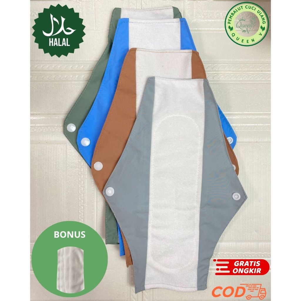 QUEEN V Pembalut Cuci Ulang Wanita Sehat Menstrual Pad Anti Bocor,Pembalut Nyaman & Lembut Bonus Ins