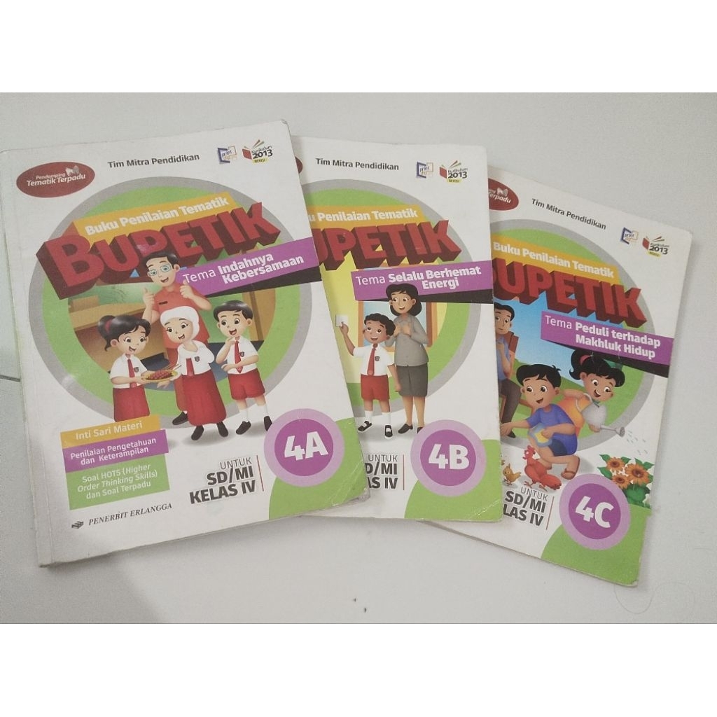Buku Sekolah BEKAS BUPETIK Kelas 4A / 4B / 4C / 4E / 4F  / 4G / 4H/ 4I Erlangga Kurikulum 2013 Revis