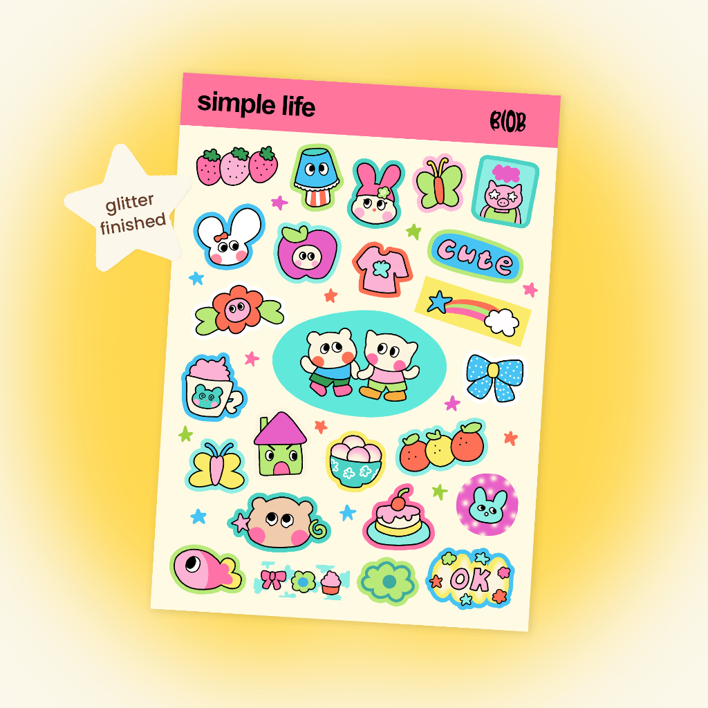

Simple Life A6 Glittery Sticker Sheet