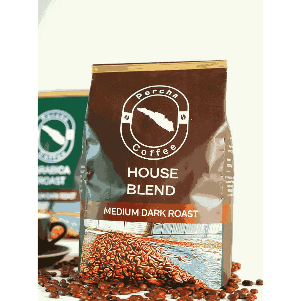 

PERCHA COFFEE - Kopi Arabika Roast Beans 1 Kg + Kopi House Blend 1 Kg