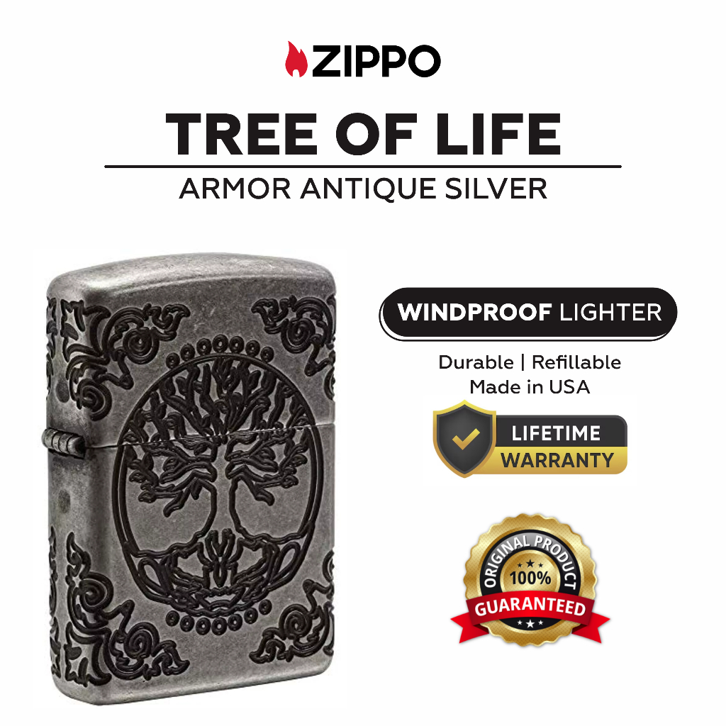 Zippo 29670, Tree of Life Armor Antique Silver