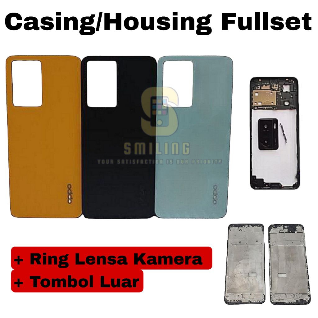 CASING HOUSING FULLSET OPPO A57 2022 / A77S CPH2473 CPH1701 BACKDOOR + BEZZEL TUTUP MESIN TUTUP BATE