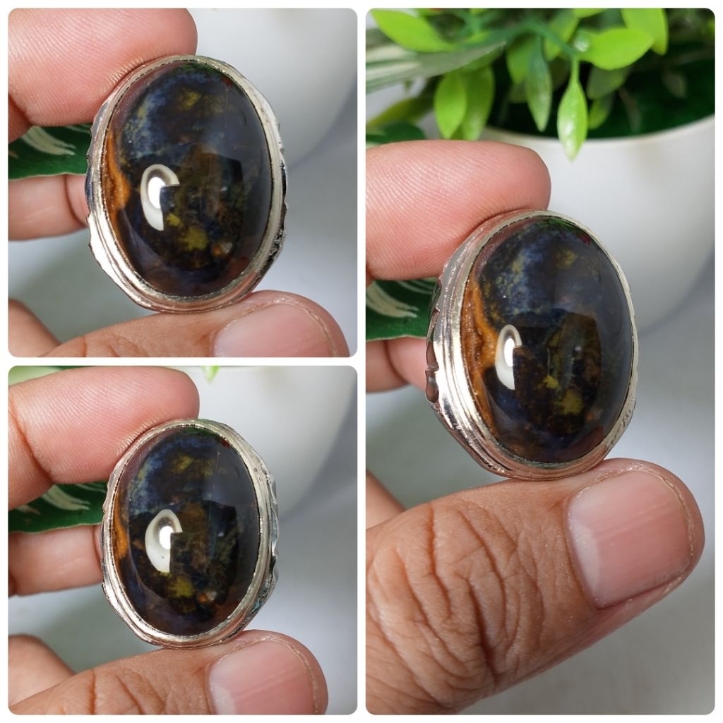 cincin batu bacan motif kembang realpic