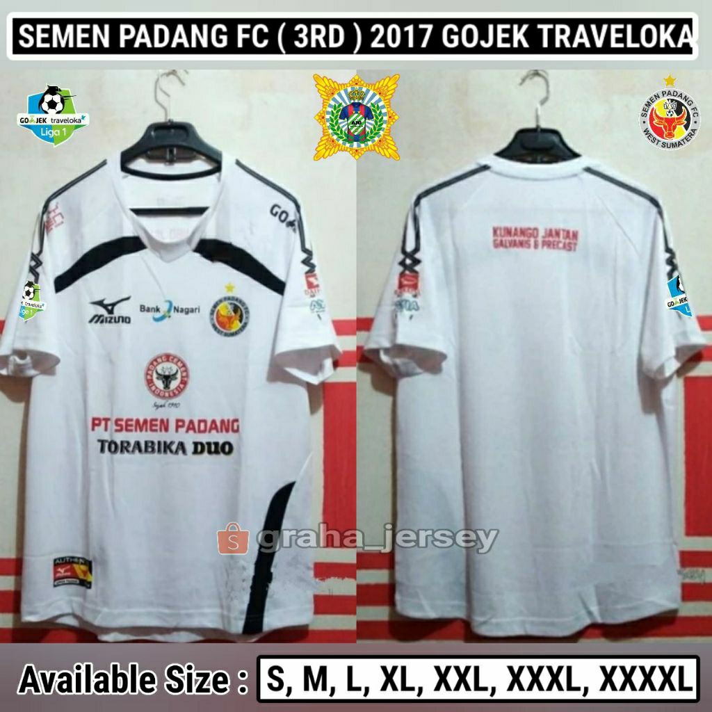 Jersey SEMEN PADANG FC 3rd 2017 Liga 1 Gojek Traveloka Third PUTIH Printing Retro Lokal