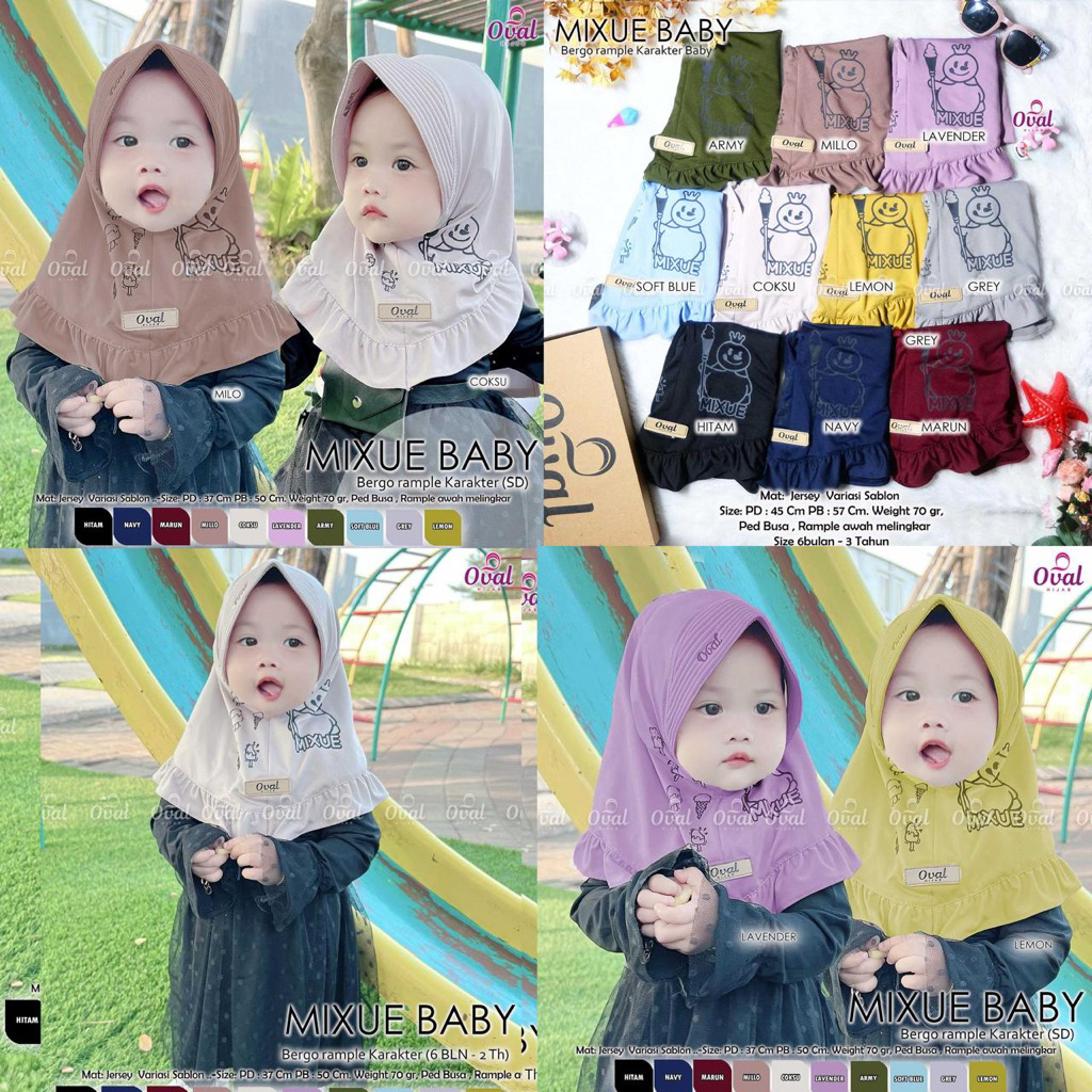Mixuee Hijab Bayi original Oval Hijab anak bayi Hijab Anak jersey