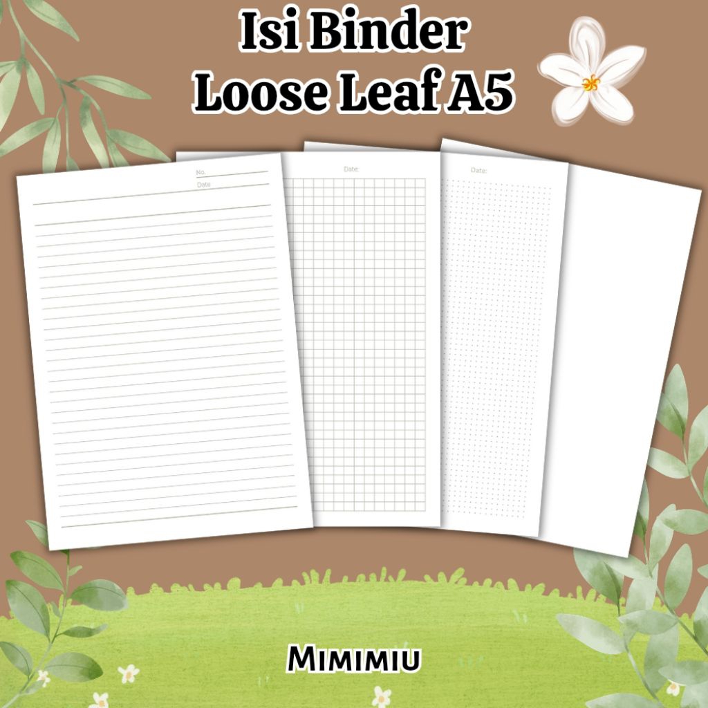 

[Mimimiu] isi binder loose leaf A5 polos garis kotak titik daily planner journal weekly plan