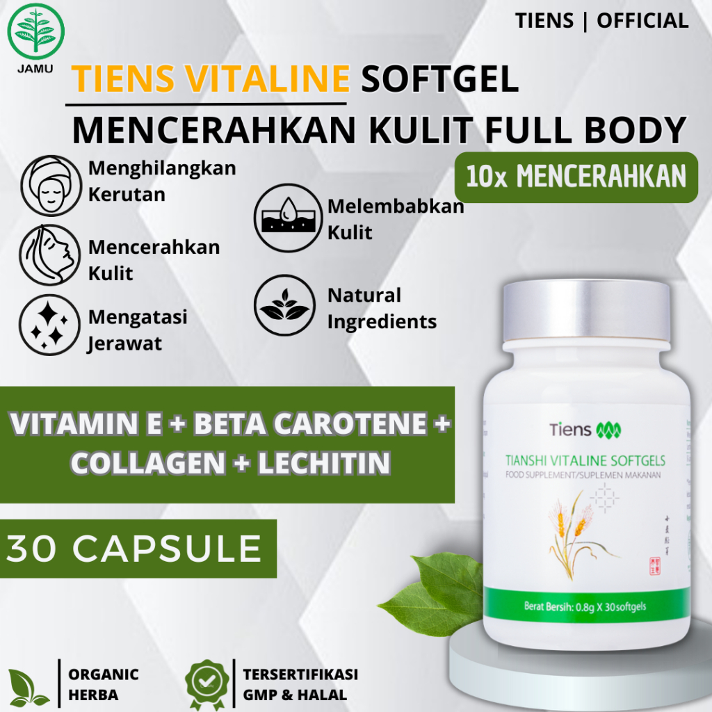 Vitaline Softgels Tiens Kapsul Pemutih Kulit Seluruh Tubuh Memutihkan Badan Pemutih Kulit Badan bpom