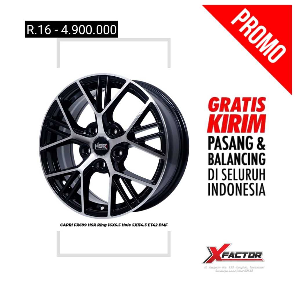 PROMO VELG MOBIL HSR R16 HSR CAPRI R16X65 H5X114,3 ET42 BMF