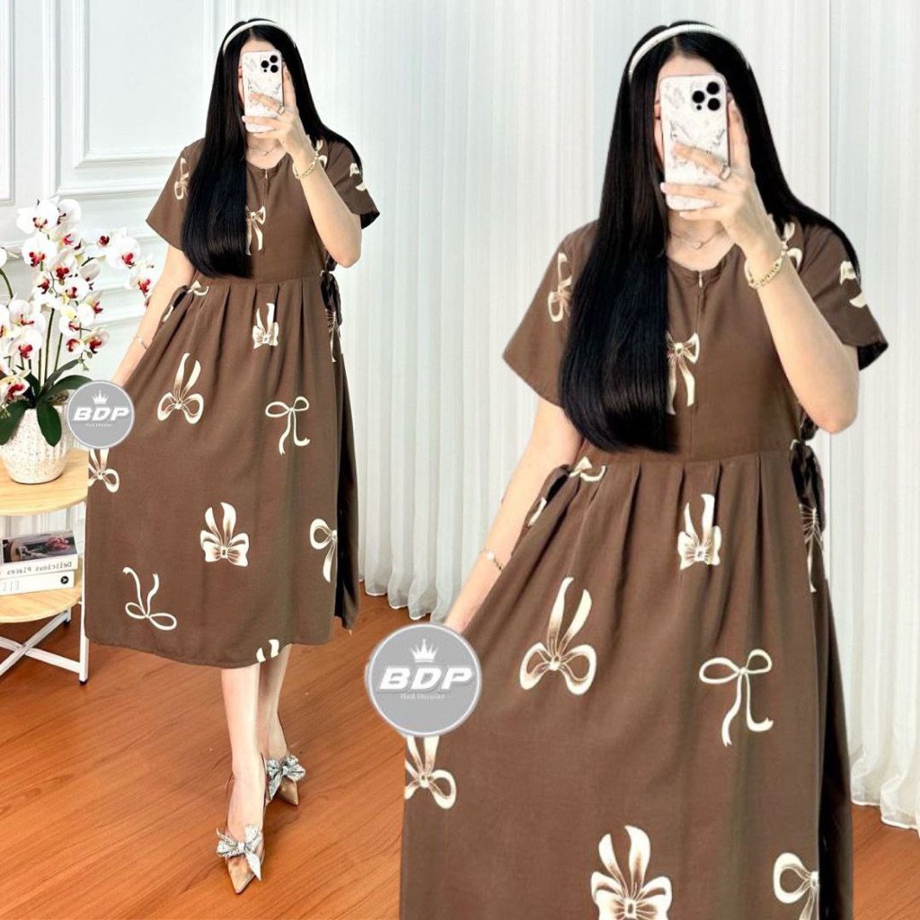 Daster Chibi Rayon Lengan Pendek Motif Pitaloka Busui Bumil Resleting Depan Ld 110 Daster Wanita Har