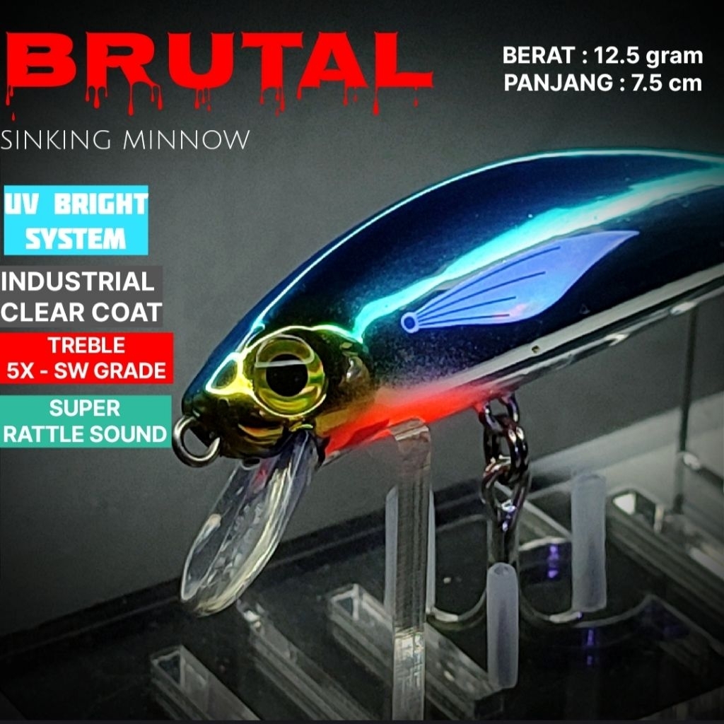 BRUTAL LURE MINNOW SINKING UMPAN PANCING CASTING IKAN LAUT MUARA HAMPALA GT LAIS TOMAN Lure Gabus