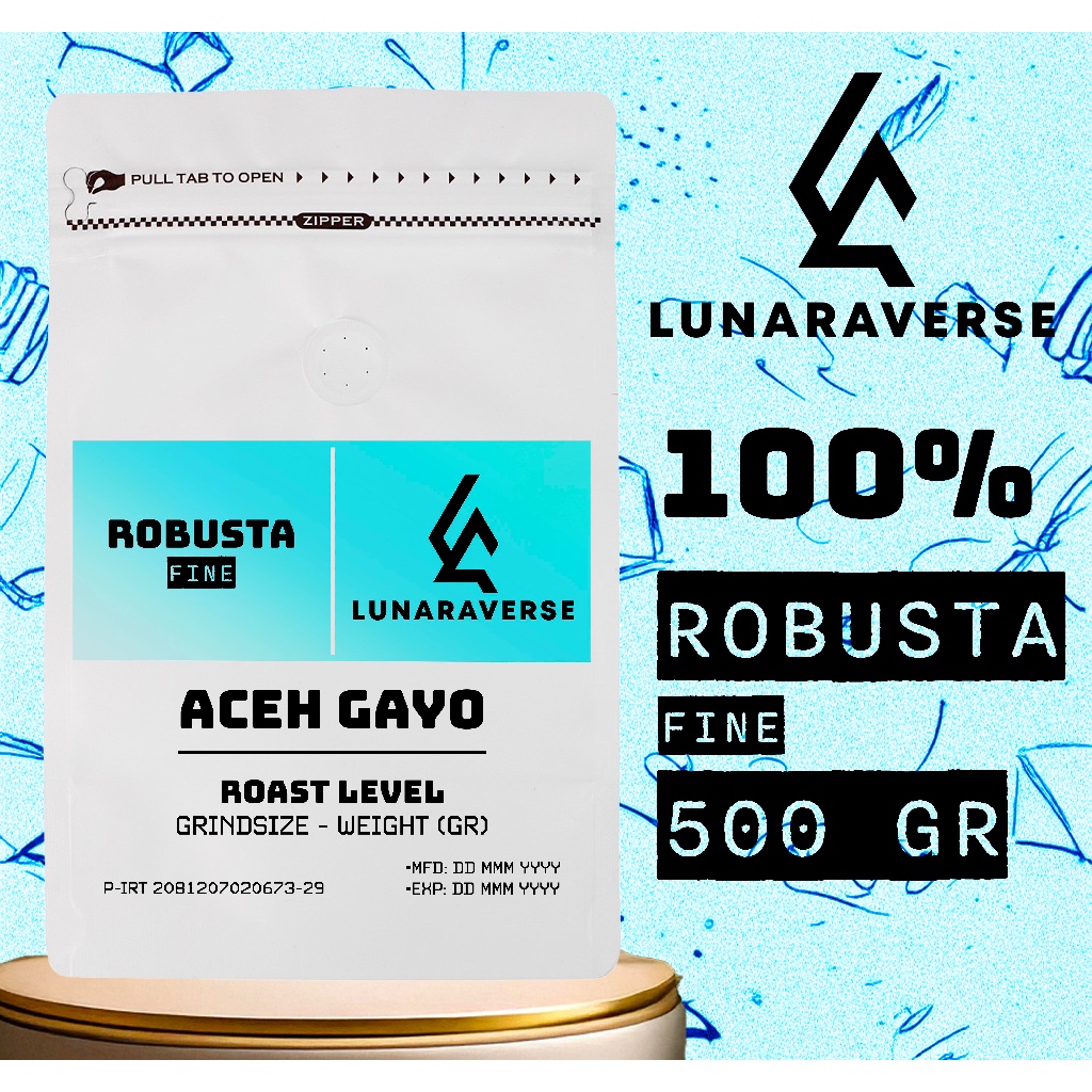 

Lunaraverse Biji Kopi / Bubuk Robusta 500gr - Fine Robusta Aceh Gayo Coffee 500 gr