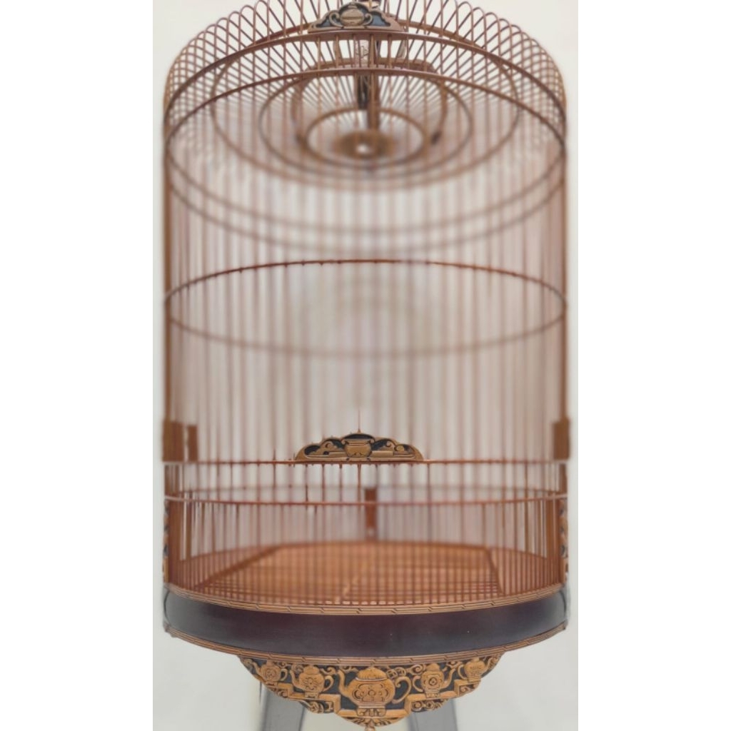 Sangkar murai uk 58 ukir bambu motif teko replika cungko