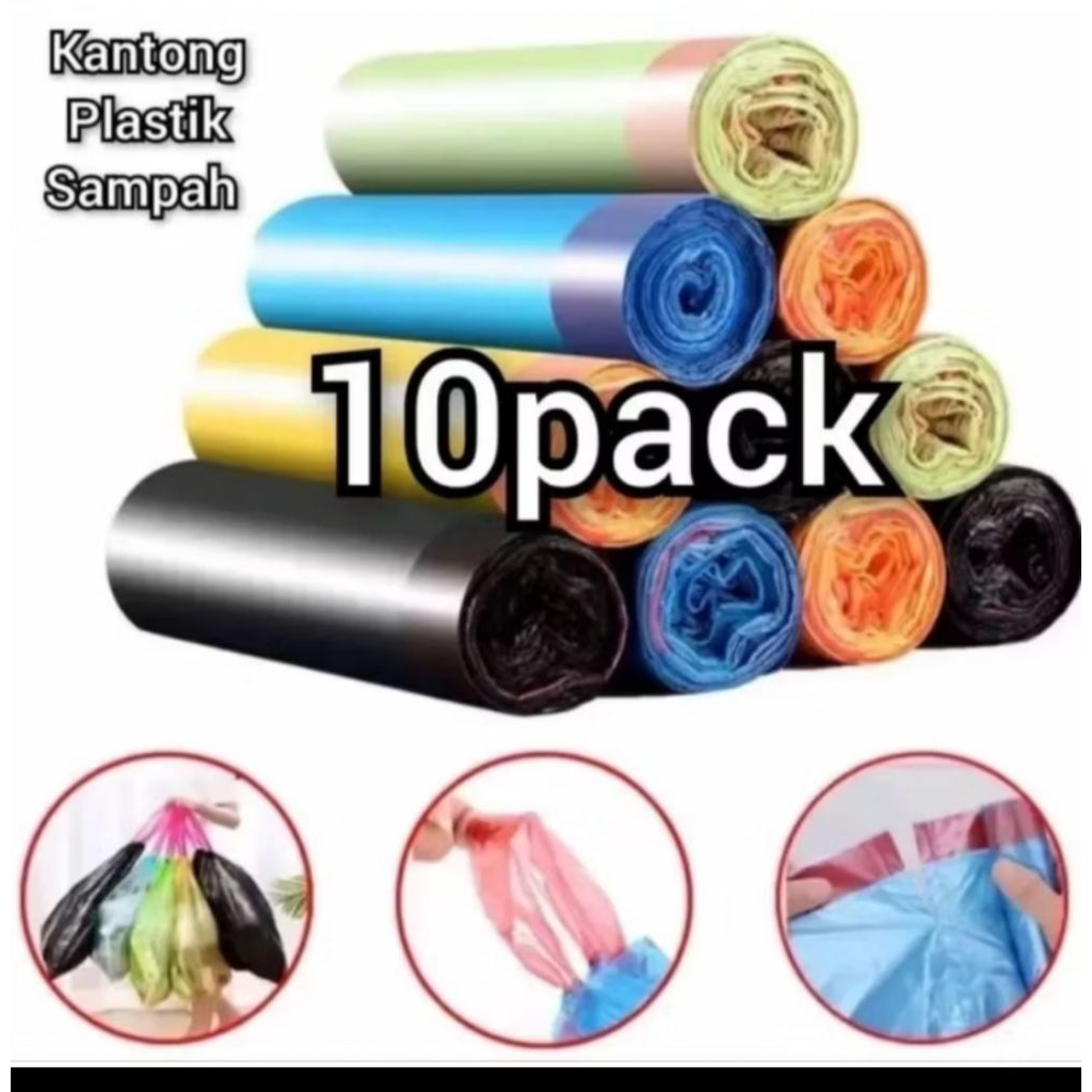 

{ 10 Pack } Kantong plastik sampah dengan tali ukuran 45x50cm satu pack isii 15 lembar