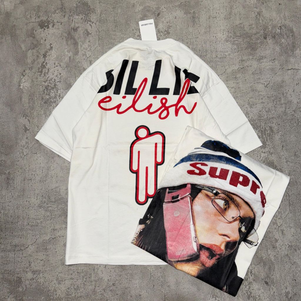Baju Kaos Oversize Billie Eilish - T Shirt Vintage Billie Eilish Oversized White 20s