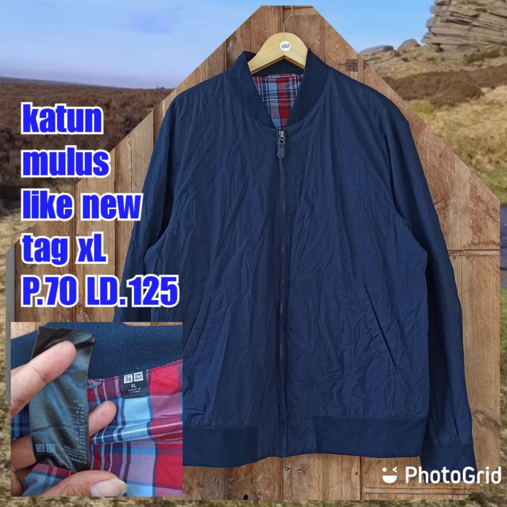 jaket work kerja casual Harrington bomber tartan katun uniqlo