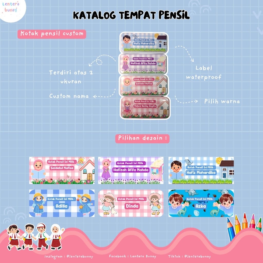 

Tempat Pensil Custom Nama | Kotak Pensil Aesthetic