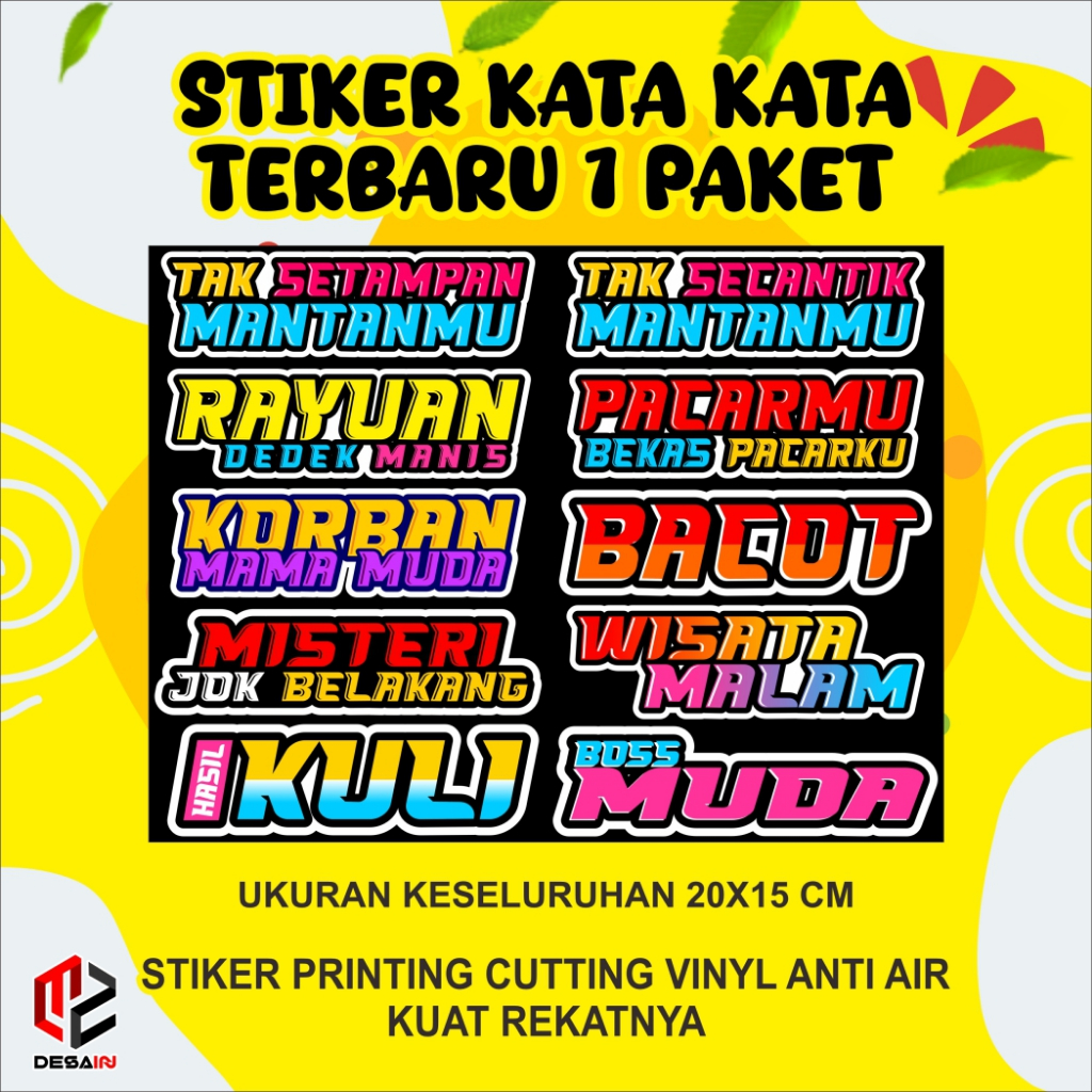 

STIKER VINYL KATA KATA VIRAL TERBARU PAKETAN