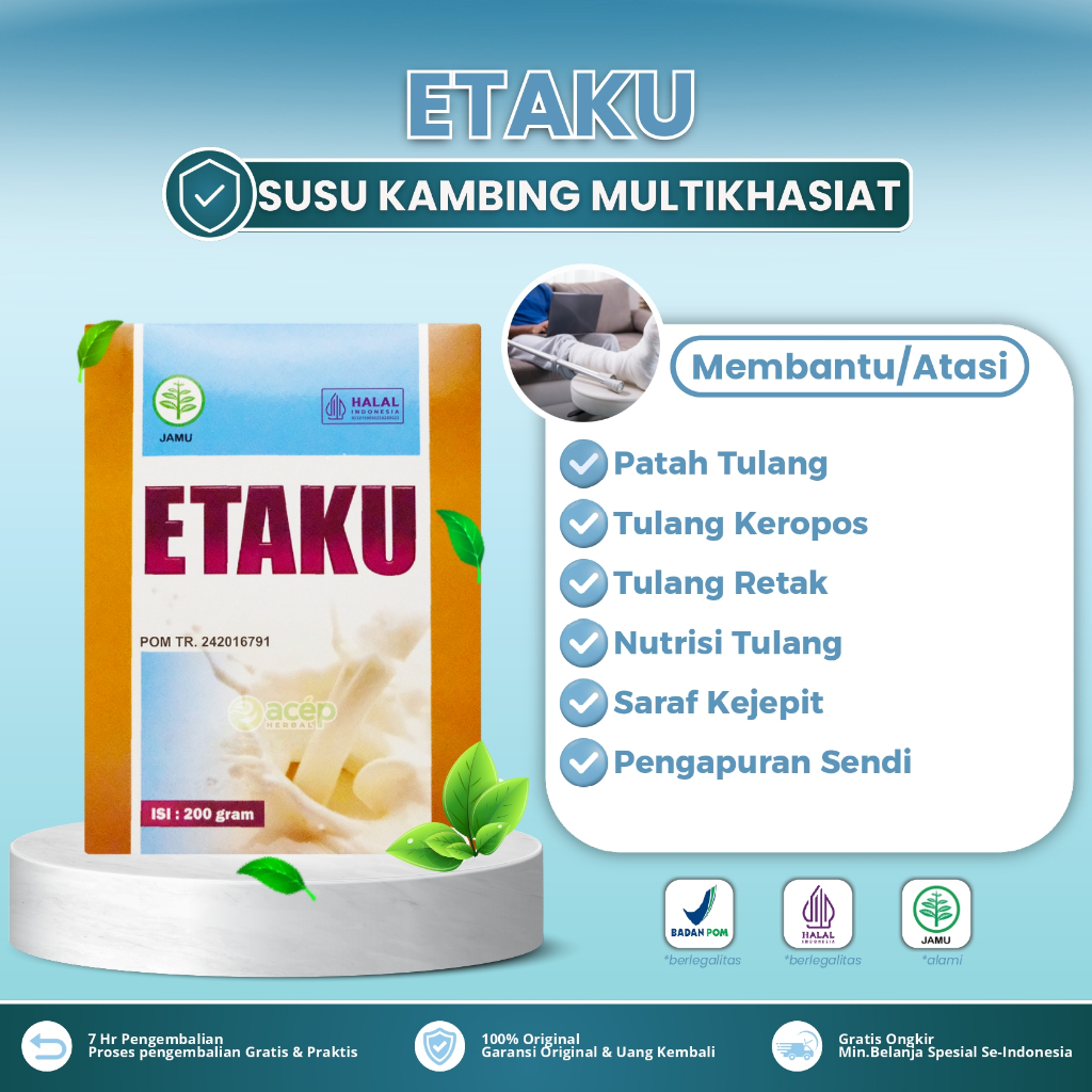 

Etaku Susu Kambing Asli Atasi Patah Tulang Tulang Keropos Tulang Retak Saraf Kejepit Pengapuran Tulang