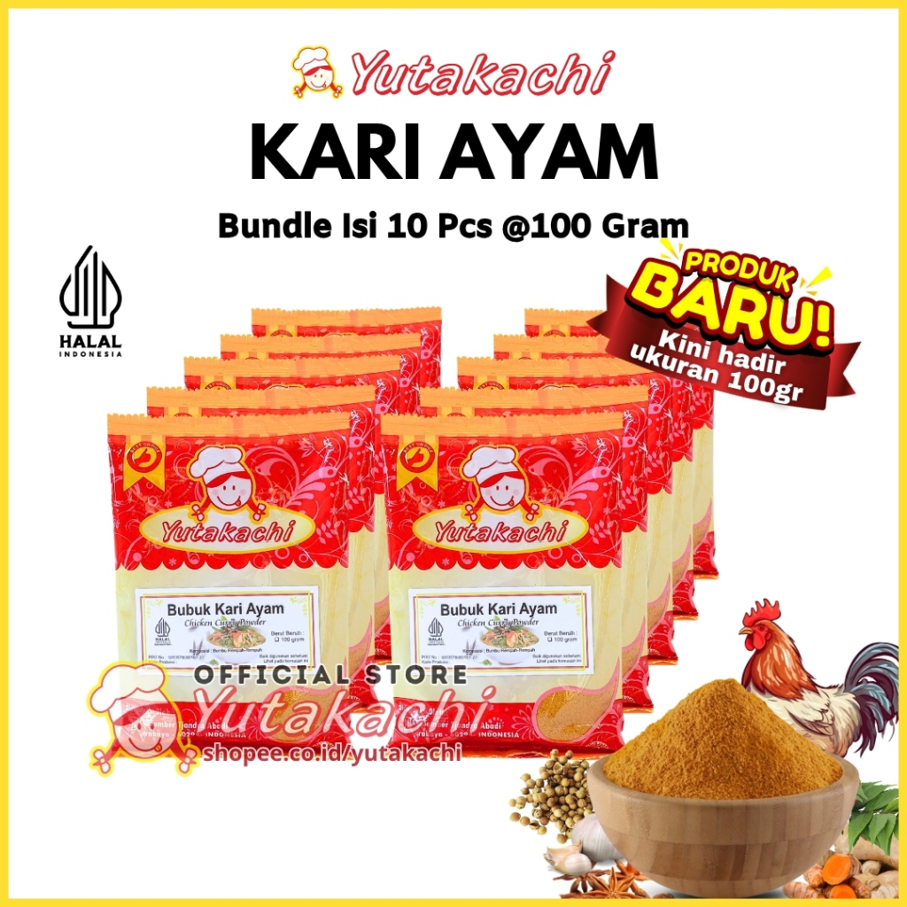 

[BUNDLE] Kari Ayam Bubuk (100gr x 10 pcs) Yutakachi / Indian Chicken Curry / Bubuk Kare Halal
