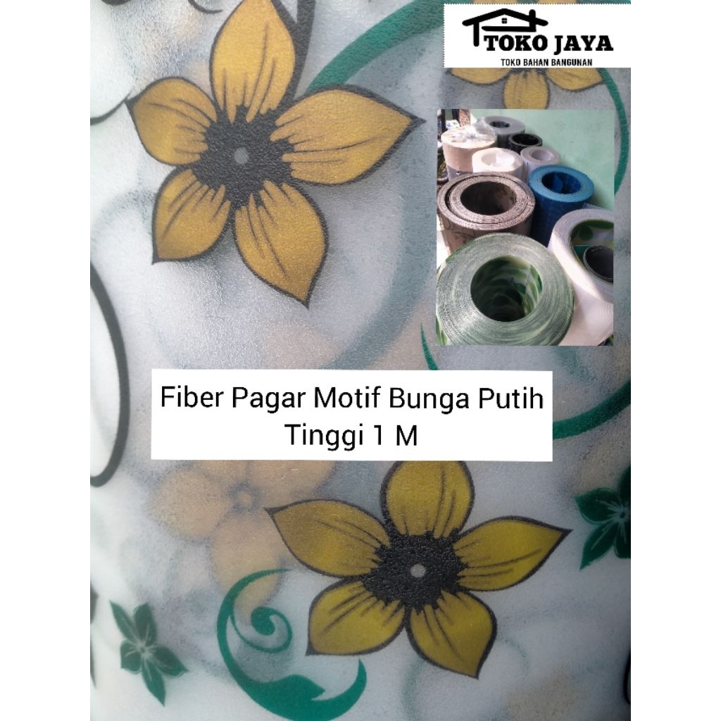 Fiber Pagar Fiber Plat Motif Bunga Putih