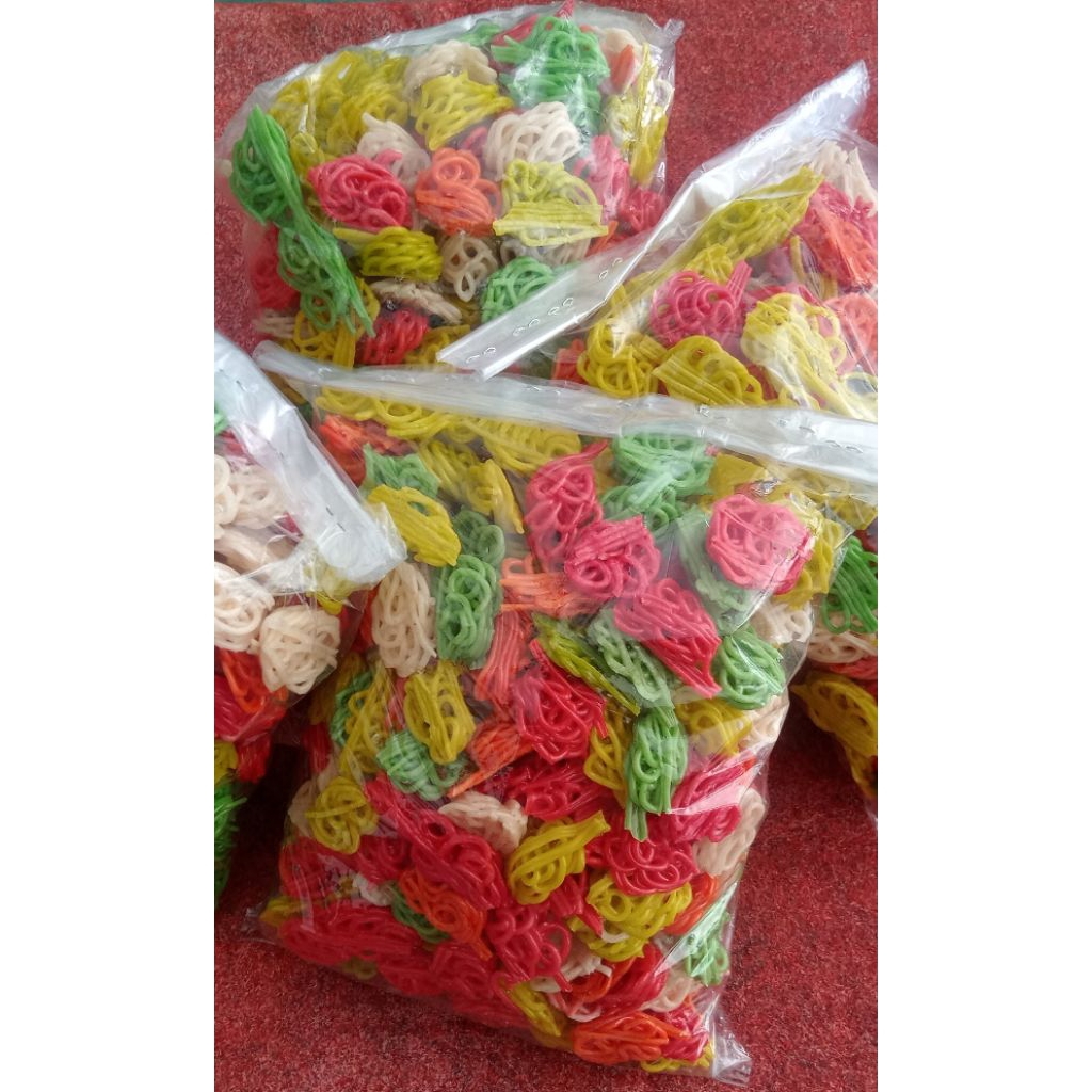 

KERUPUK MENTAH MAWAR WARNA WARNI 500gr KERUPUK SEBLAK