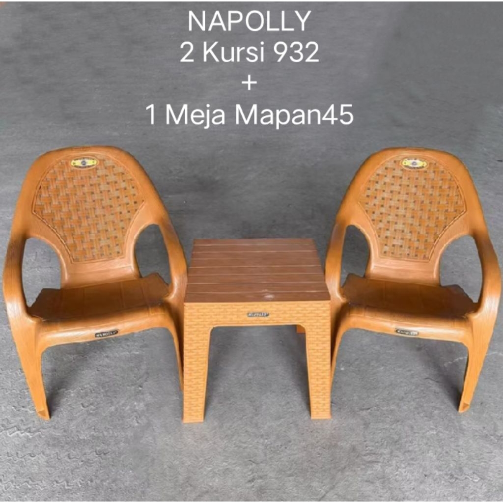 1 Set Kursi Teras Santai Plastik NAPOLLY + Meja Teras