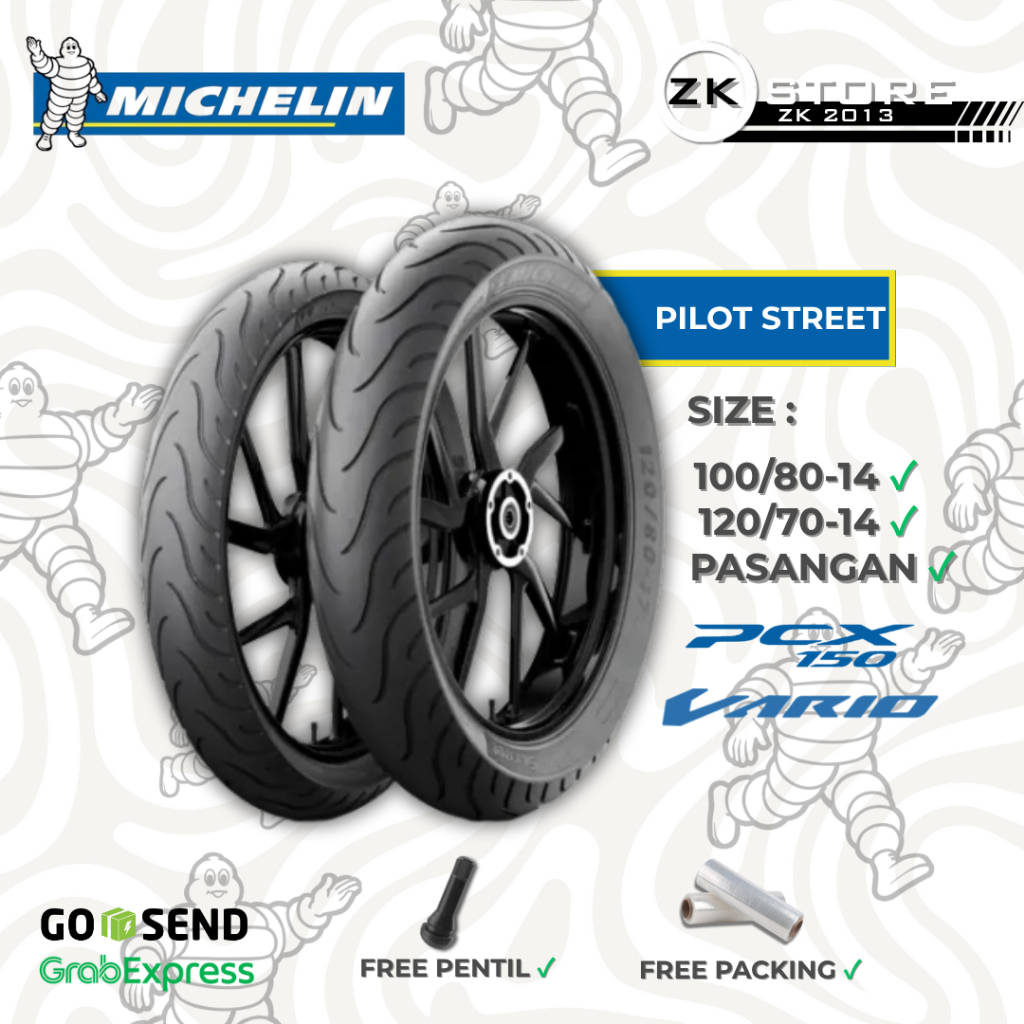 Ban Michelin Pilot Street 2 Ring 14 100/80 120/70 Tubeless Utk Vario 160, PCX 150, dll
