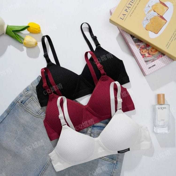 12 Pcs Grosir Lusinan Bra Wanita Korean Motif Garis Lurus Motif Polos // Bra Wanita Dewasa Remaja Mo